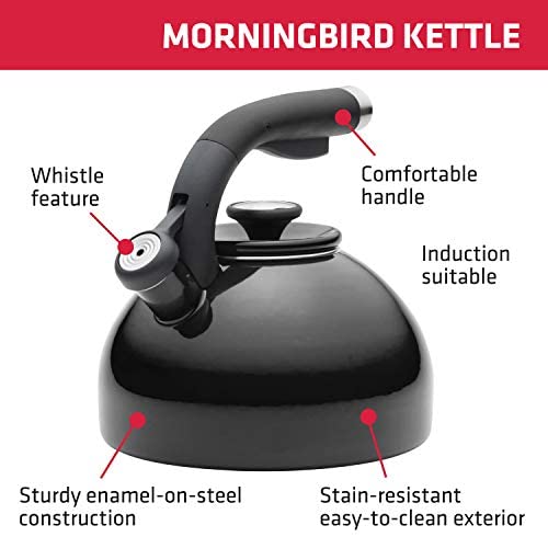 Circulon Morning Bird Whistling Kettle/Stovetop Teakettle/Tea Pot, 2 Quart, Chocolate,46323 - The Finished Room