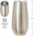 OGGI Thermo Flute 'Celebrate Collection' Stainless Steel Insulated Champagne Flute Tumbler - Gold Sparkle, 6oz, with clear sip lid. - The Finished Room