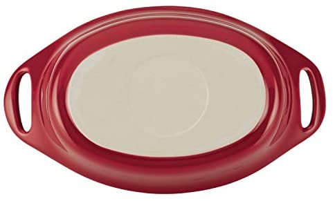 Rachael Ray Solid Glaze Ceramics Au Gratin Bakeware / Baker Set, Oval - 2 Piece, Red - The Finished Room
