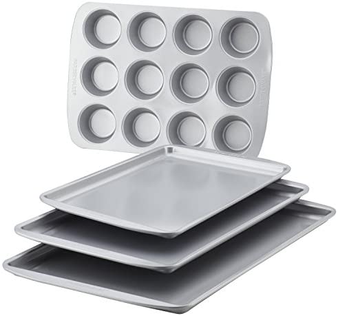 Farberware Nonstick Bakeware 4-Piece Baking Sheet Set, Gray - - The Finished Room