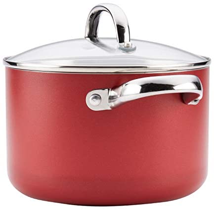 Farberware Buena Cocina Nonstick Stock Soup Pot/Stockpot with Lid, 4 Quart, Red - The Finished Room