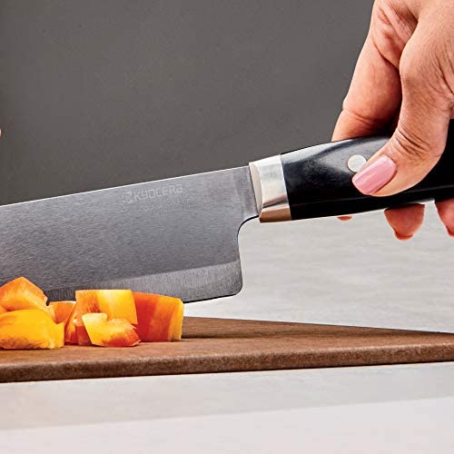 Kyocera Advanced Ceramic LTD Series Nakiri Knife with Handcrafted Pakka Wood Handle, 6-Inch, Black Blade - The Finished Room