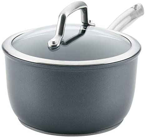 Anolon Accolade Forged Hard-Anodized Precision Forge Saucepan with Lid, 2.5 Quart, Moonstone - The Finished Room
