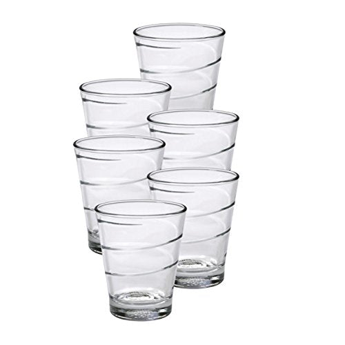 Duralex Made in France Spiral Glass Tumbler Drinking Glasses, 12.38 ounce - Set of 6, Clear - The Finished Room