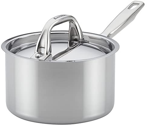 Anolon Advanced Stainless Steel Triply Sauce Pan/Saucepan with Lid, 2 Quart, Silver - The Finished Room