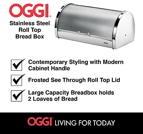 Oggi Stainless Steel Roll Top Bread Box - The Finished Room