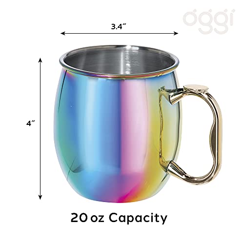 OGGI Stainless Steel Moscow Mule Mug - 20 oz, Rainbow with EZ-grip handle - The Finished Room