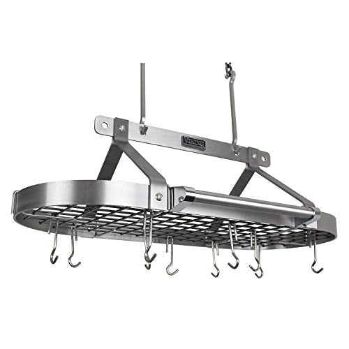 Viking Culinary Hanging Pot Rack, Large, Silver - The Finished Room
