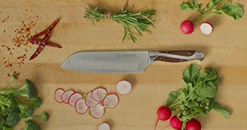 Hammer Stahl 7.5 Inch Santoku Knife - High Carbon German Steel - Deep Granton Edge - Professional Chopping Kitchen Knife for Chefs - The Finished Room