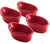 Rachael Ray Solid Glaze Ceramics Dipping Cups / Ramekin Set for Snacks, Desserts, and More, Oval - 4 Piece, Red - The Finished Room