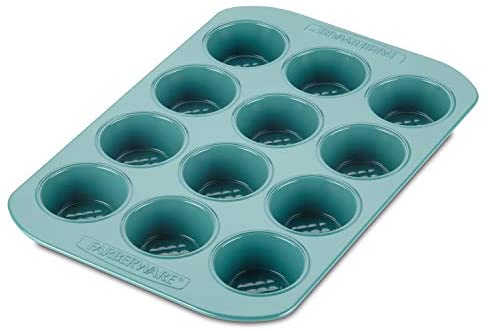 Farberware purECOok Hybrid Ceramic Nonstick 12-Cup Muffin Tin / Nonstick 12-Cup Cupcake Tin - 12 Cup, Blue - The Finished Room