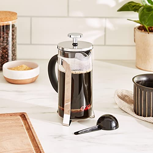OGGI Borosilicate Glass French Press Coffee Maker (12oz)- 3 Cup Capacity, Coffee Press, Single Serve Coffee Maker, Stainless Steel Lid &amp; Plunger, Make Great Coffee Gifts - The Finished Room