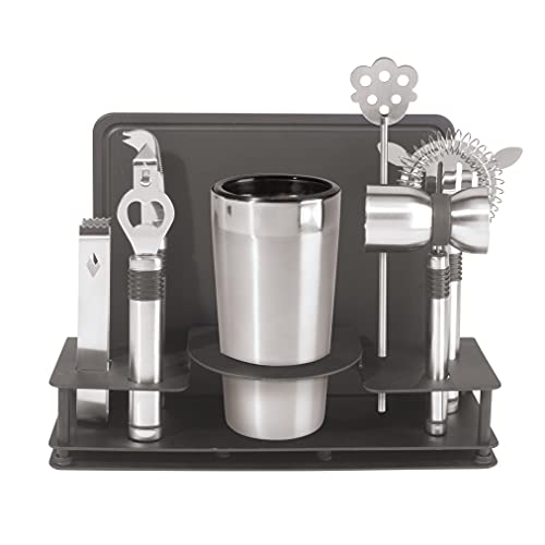 Oggi Pro Stainless-Steel 10-Piece Cocktail Shaker and Bar Tool Set - The Finished Room