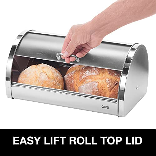 Oggi Stainless Steel Roll Top Bread Box - The Finished Room