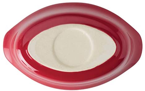 Rachael Ray Solid Glaze Ceramics Dipping Cups / Ramekin Set for Snacks, Desserts, and More, Oval - 4 Piece, Red - The Finished Room