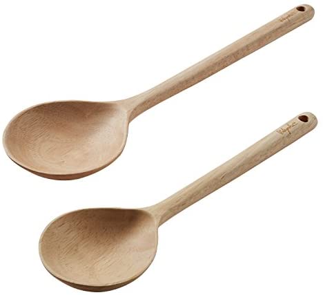 Ayesha Curry Tools and Gadgets Parawood Solid Spoon Set / Cooking Utensils - 12.5 Inch and 10.5 Inch , Brown - The Finished Room