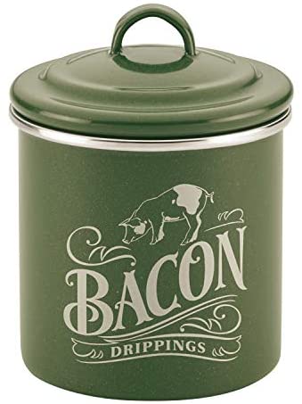 Ayesha Curry Enamel on Steel Bacon Grease Can / Bacon Grease Container - 4 Inch, Blue - The Finished Room