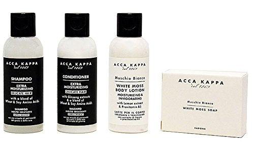 Acca Kappa White Moss Body Lotion, Shampoo, Conditioner &amp; Soap Travel &amp; Gift Set - The Finished Room