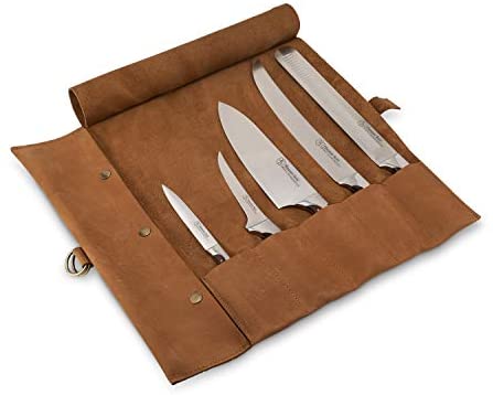 Hammer Stahl Barbecue Knife Roll Set - Includes Five Essential BBQ Knives - German Forged High Carbon Steel - Ergonomic Quad-Tang Pakkawood Handle - The Finished Room