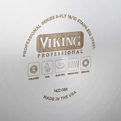 Viking Culinary 12&quot; Non-Stick Fry Pan with Lid Professional 5-Ply, 12 Inch, Silver - The Finished Room