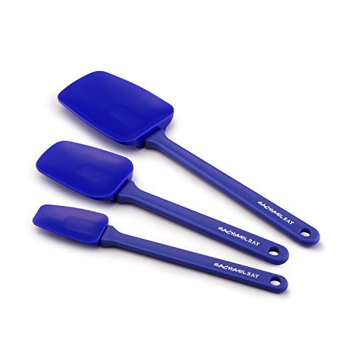 Rachael Ray Tools and Gadgets Solid Spoonulas / Scraping Cooking Utensil Set - 9-1/2-Inch, 10-Inch, and 12-1/2, Blue - The Finished Room