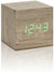 Gingko Cube Click Clock 2.5" x 2.5" Time/Date/Temp Ash/ Green LED Alarm Clock - The Finished Room