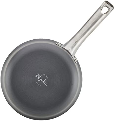 Ayesha Curry Home Collection Hard Anodized Nonstick Sauce Pan/Saucepan with Lid, 2 Quart, Gray - The Finished Room