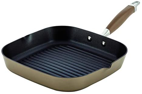 Anolon 84062 Advanced Hard Anodized Nonstick Square Griddle Pan/Grill with Pour Spout, 11 Inch, Bronze Brown - The Finished Room
