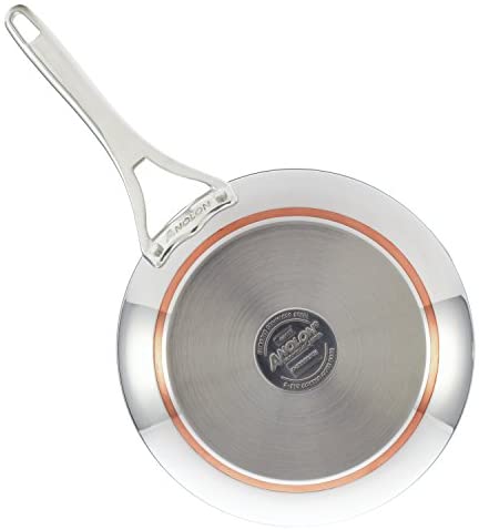 Anolon Nouvelle Stainless Stainless Steel Frying Pan / Fry Pan / Stainless Steel Skillet with Lid - 12 Inch, Silver - The Finished Room