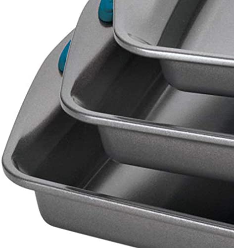 Rachael Ray Bakeware Nonstick Cookie Pan Set, 3-Piece, Gray with Red Grips - The Finished Room