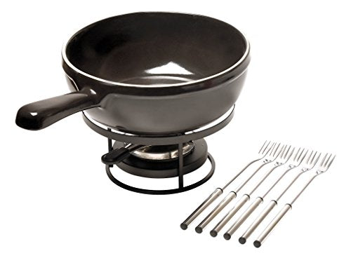Emile Henry Made In France Flame Cheese Fondue Set, 2.6 quart, Charcoal - The Finished Room