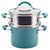 Rachael Ray Cucina Nonstick Sauce Pot/Saucepot with Steamer Insert and Lid, 3 Quart, Agave Blue - The Finished Room