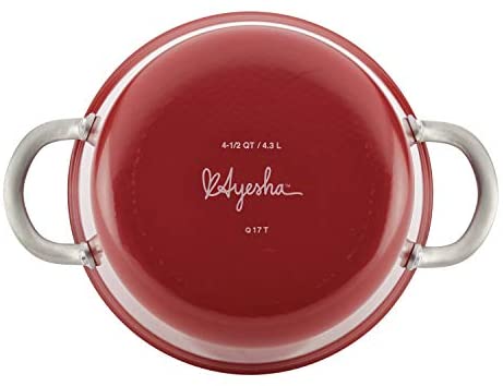 Ayesha Curry Home Collection Nonstick Sauce Pan/Saucepan with Lid, 4.5 Quart, Red - The Finished Room