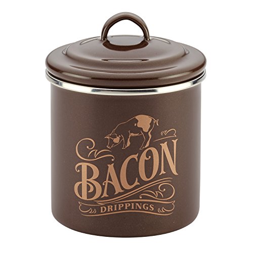 Ayesha Curry Enamel on Steel Bacon Grease Can / Bacon Grease Container - 4 Inch, Blue - The Finished Room