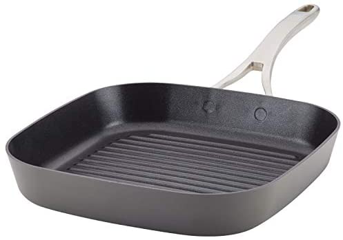 Anolon Allure Hard Anodized Nonstick Deep Square Griddle Pan/Grill, 11 Inch, Dark Gray - The Finished Room
