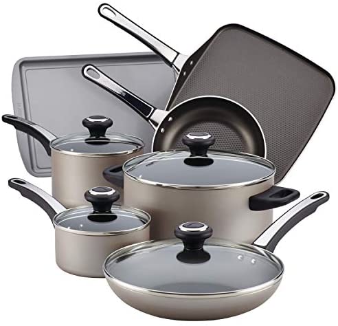 Farberware High Performance Nonstick Cookware Pots and Pans Set Dishwasher Safe, 17 Piece, Champagne - The Finished Room