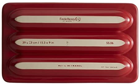 Emile Henry Made In France Baguette Baker, 15.4 x 9.4&quot;&quot;, Burgundy - The Finished Room
