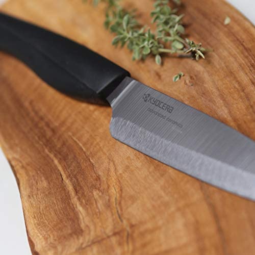 Kyocera Innovation Series Ceramic 5&quot; Slicing Knife, with Soft Touch Ergonomic Handle-Black Blade, Black Handle - The Finished Room