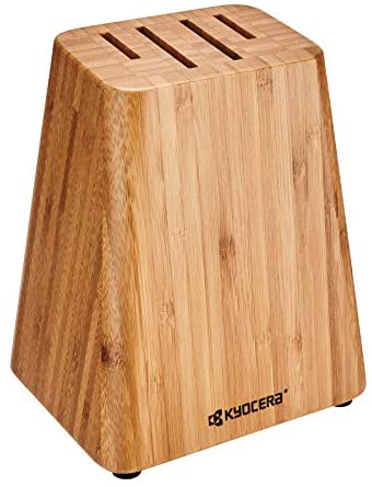 Kyocera KBLOCK4 4 slot Knife Block, 7.5&quot; x 6.5&quot; x 5&quot;, BAMBOO - The Finished Room