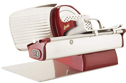 Berkel Home Line 200 Food Slicer/Red/8&quot; Blade/Electric, Luxury, Premium, Food Slicer/Slices Prosciutto, Meat, Cold Cuts, Fish, Ham, Cheese, Bread, Fruit and Veggies/Adjustable Thickness Dial 