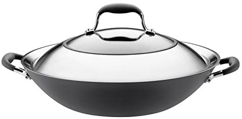 Anolon Advanced Hard Anodized Nonstick Stir Fry Wok Pan with Lid, 14 Inch, Gray - The Finished Room