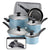 Farberware Dishwasher Safe Nonstick Cookware Pots and Pans Set, 15 Piece, Teal - The Finished Room