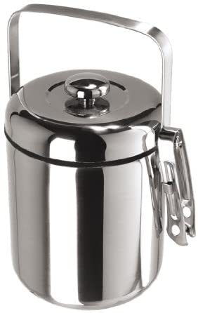 Oggi Galaxy Stainless Steel Mirror Ice Bucket with Black Insert and Tongs - The Finished Room