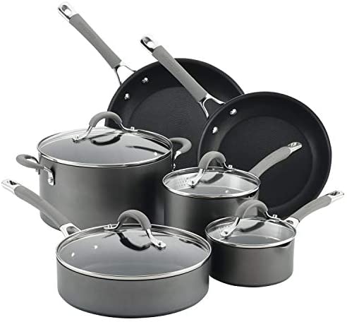 Circulon Elementum Hard Anodized Nonstick Cookware Pots and Pans Set, 10 Piece, Oyster Gray - The Finished Room