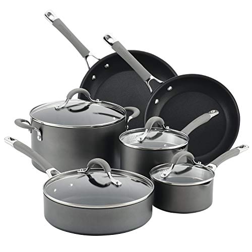 Circulon Elementum Hard Anodized Nonstick Cookware Pots and Pans Set, 10 Piece, Oyster Gray - The Finished Room