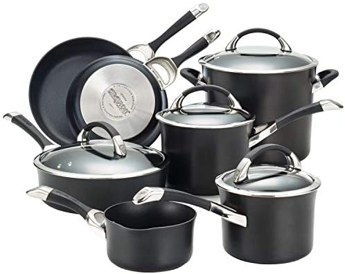 Circulon Symmetry Dishwasher Safe Hard Anodized Nonstick Cookware Pots and Pans Set, 11-Piece, Chocolate - The Finished Room