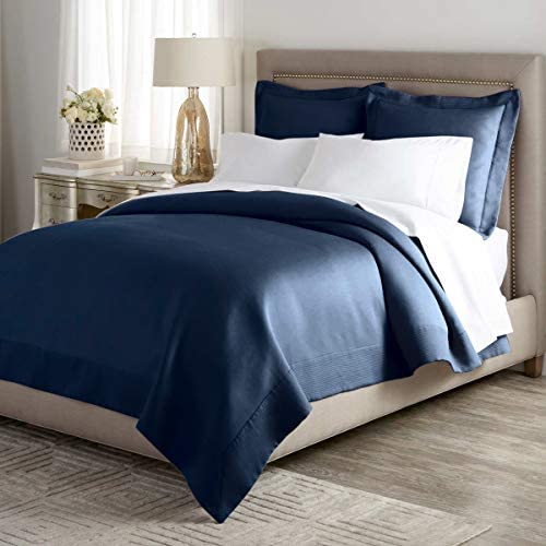 Peacock Alley Angelina MatelassÃ© Coverlet or Sham | Chic Simplicity in 100% Cotton (Navy, Euro Sham) - The Finished Room