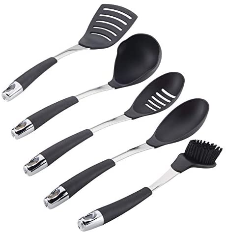 Circulon Harmony Utensil Kitchen Cooking Tools Set, 5 Piece, Chocolate Brown - The Finished Room