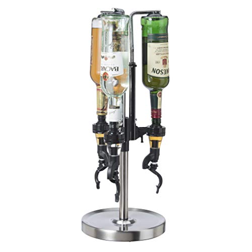 OGGI Professional 3-Bottle Revolving Liquor Dispenser, Stainless Steel - The Finished Room
