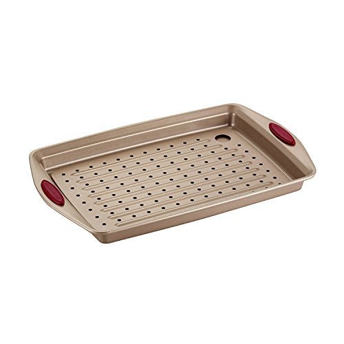 Rachael Ray Cucina Nonstick 2 Piece Crisper Set in Latte Brown and Red - The Finished Room